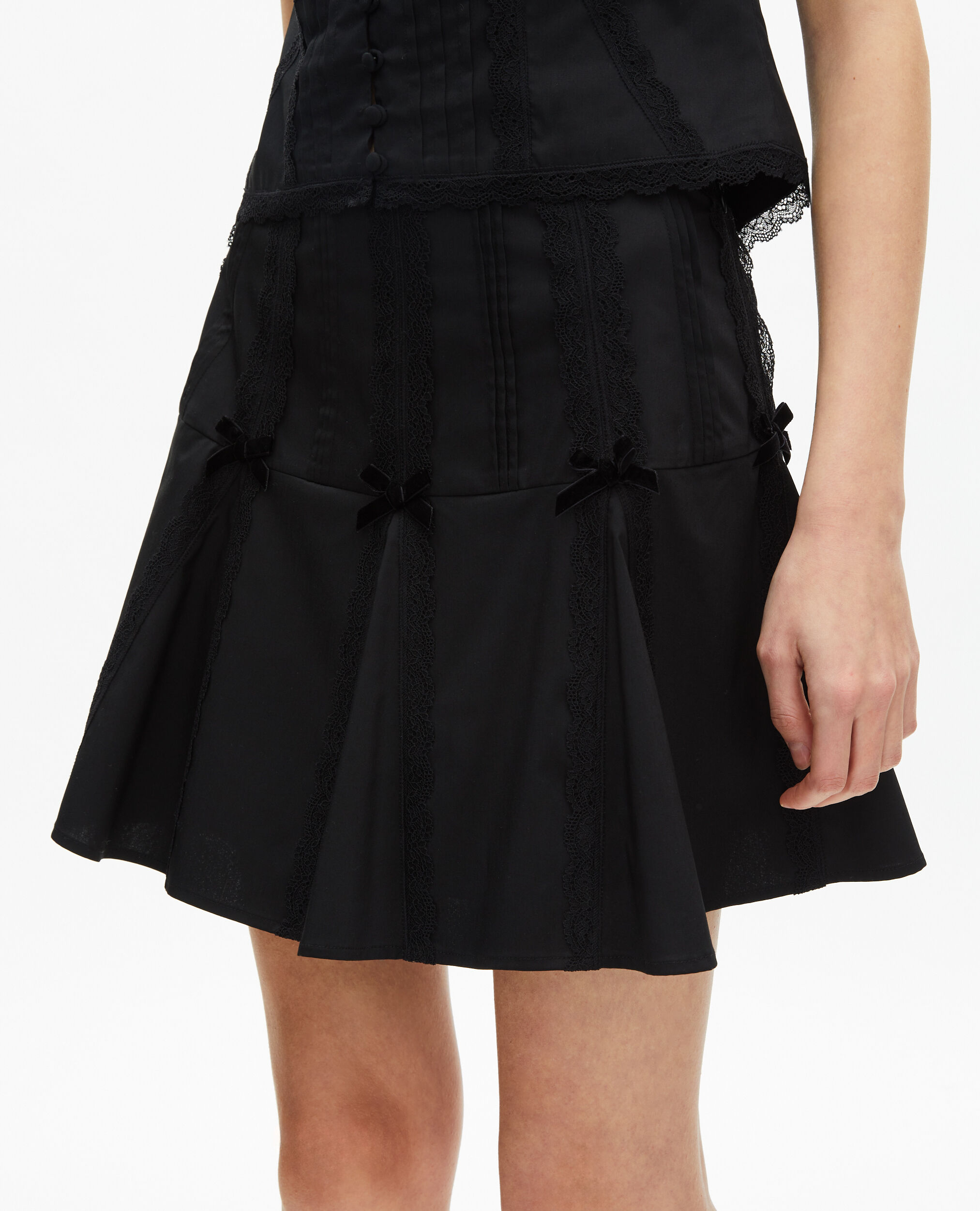Jupe courte détails nœuds noire, BLACK, hi-res image number null