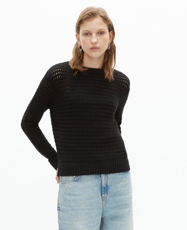 The Kooples FEMME BLACK pull ajouré mélangé noir