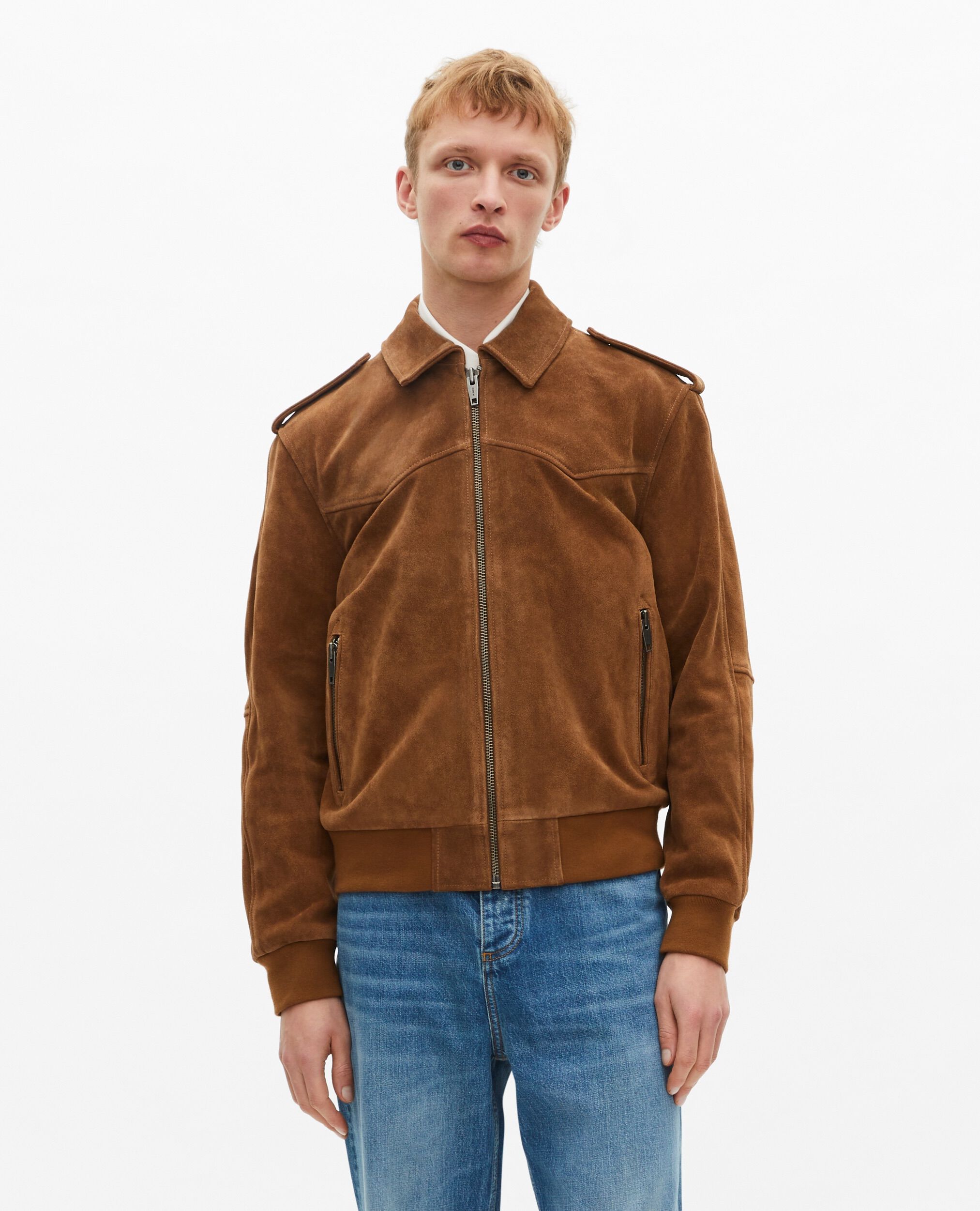 Blouson en suède camel, CAMEL, hi-res image number null