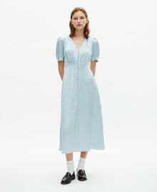 The Kooples FEMME BABY BLUE robe longue à pois en jacquard bleue