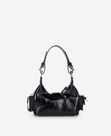 The Kooples FEMME BLACK sac amelia small en cuir craquelé noir avec clous