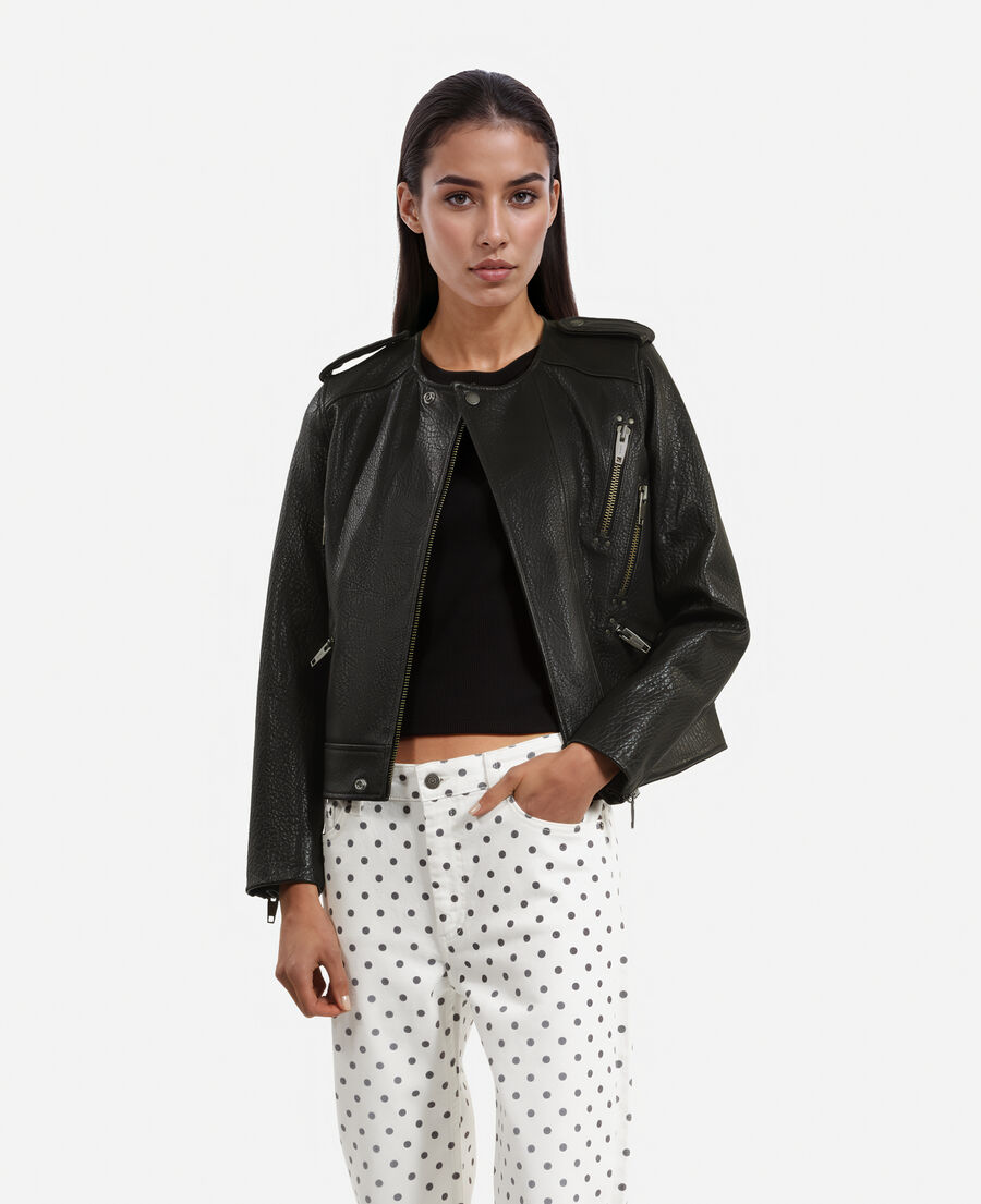 The Kooples WOMEN BLACK black leather jacket
