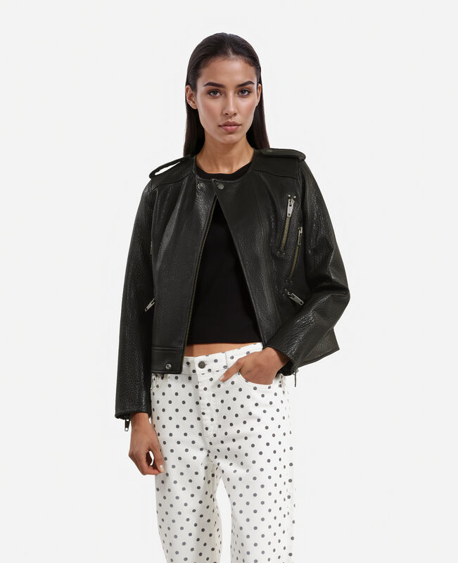 The Kooples FEMME BLACK blouson en cuir noir