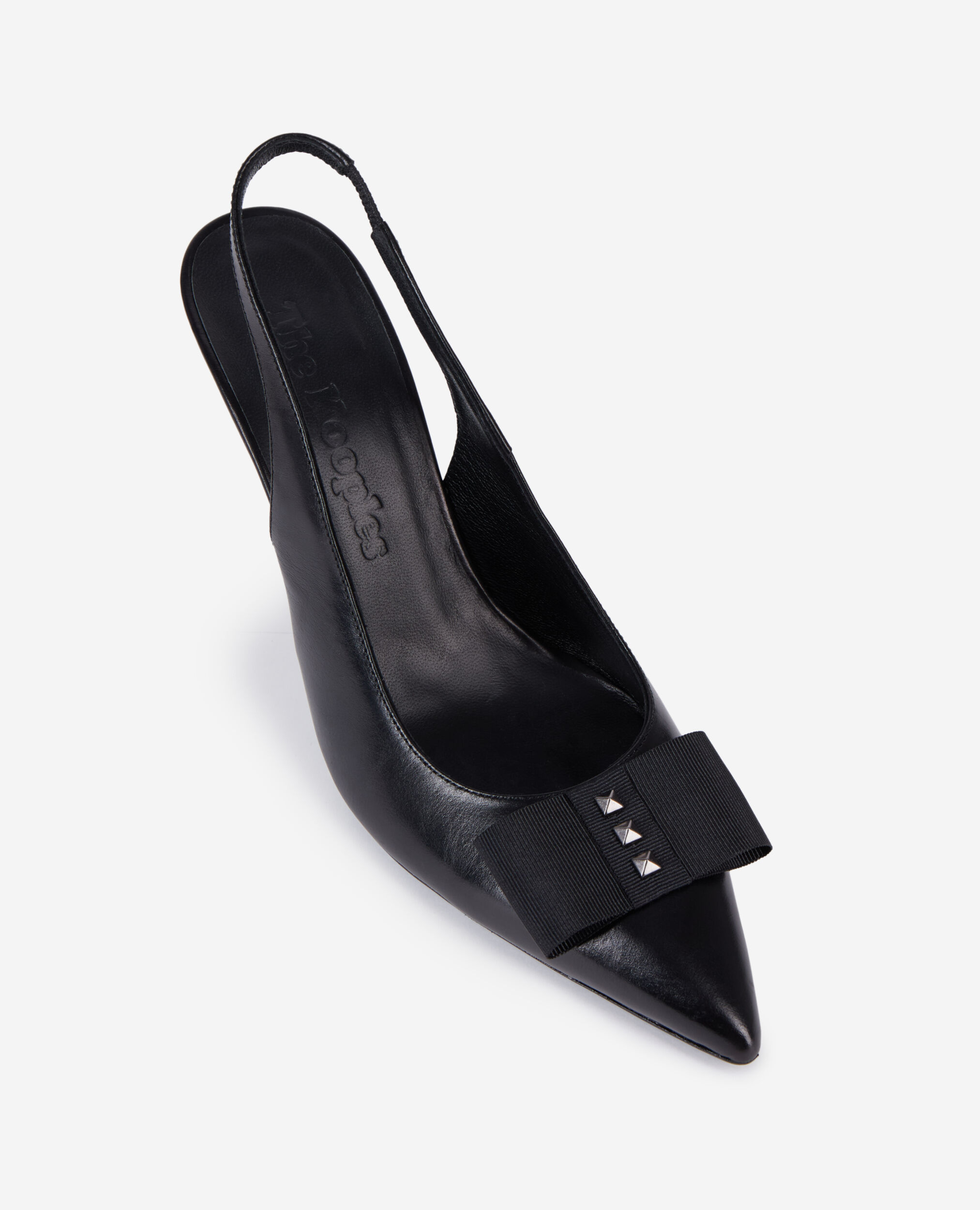 Escarpins en cuir à bride arrière noirs, BLACK, hi-res image number null