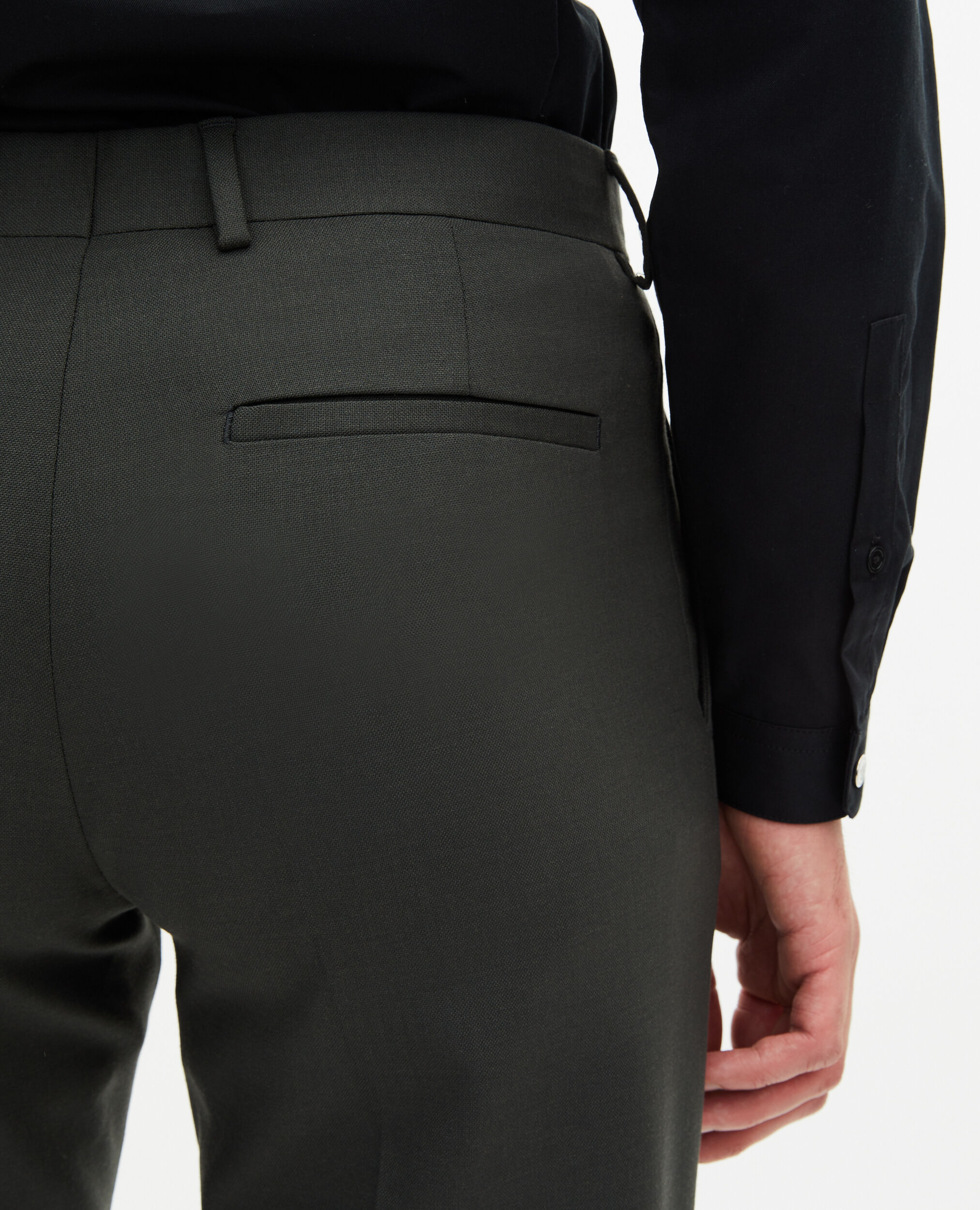 Pantalon de costume en laine kaki coupe ajustée, KAKI, hi-res image number null