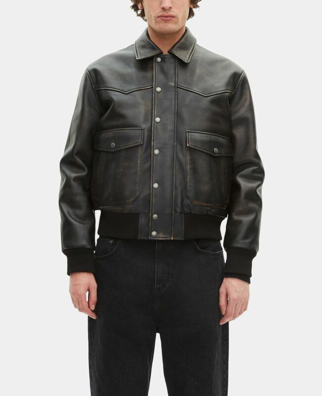 The Kooples HOMME DARK BROWN blouson en cuir marron