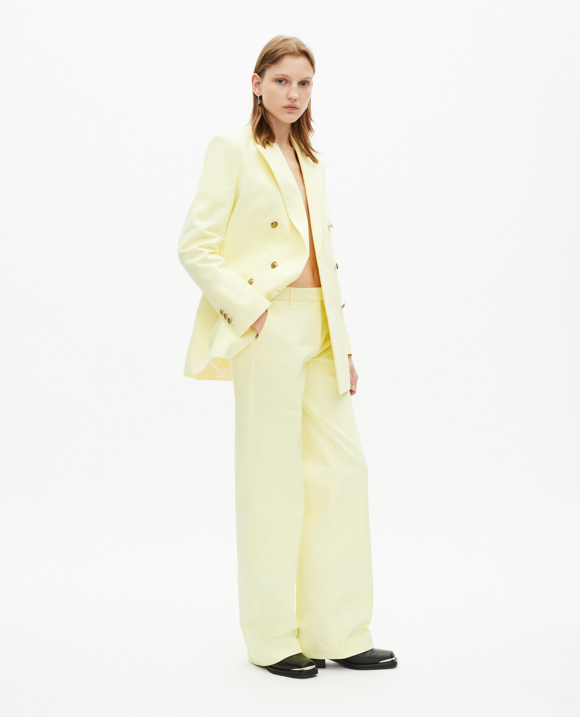 Veste de tailleur en coton jaune, YELLOW, hi-res image number null
