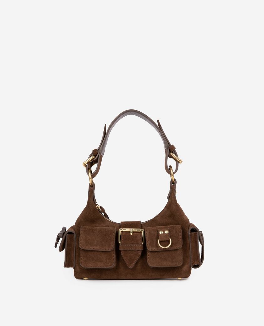 The Kooples FEMME CHOCOLATE sac amelia small en suède marron