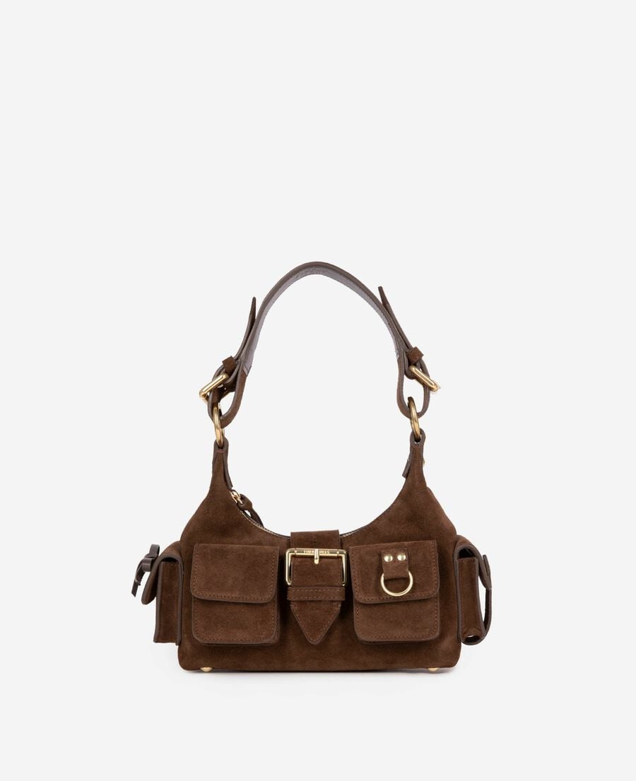 The Kooples WOMEN CHOCOLATE amelia small brown suede bag