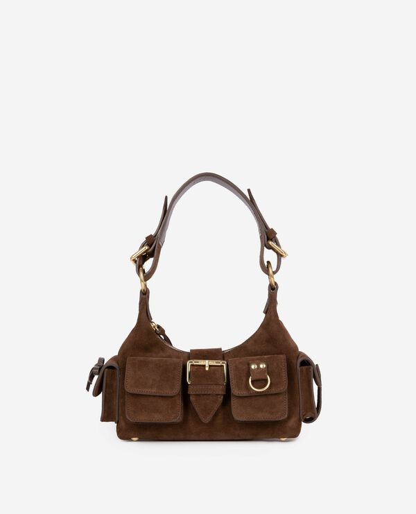 The Kooples FEMME CHOCOLATE sac amelia small en suède marron