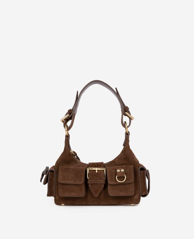 The Kooples FEMME CHOCOLATE sac amelia small en suède marron