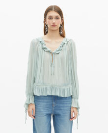 The Kooples FEMME BLUE/GREEN blouse avec volants bleue
