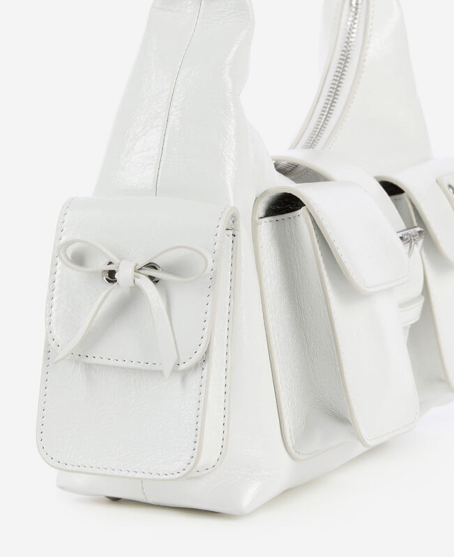 The Kooples FEMME WHITE sac amelia en cuir craquelé blanc