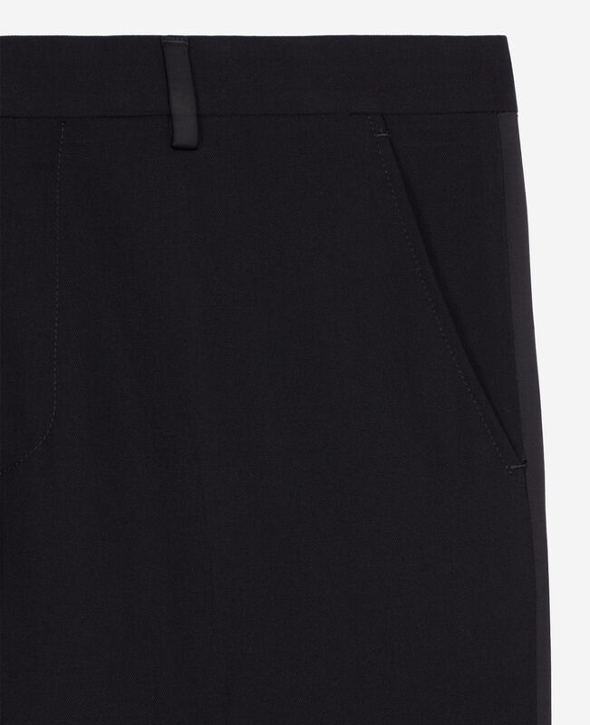 The Kooples HOMME BLACK pantalon de smoking avec détails en satin droit noir