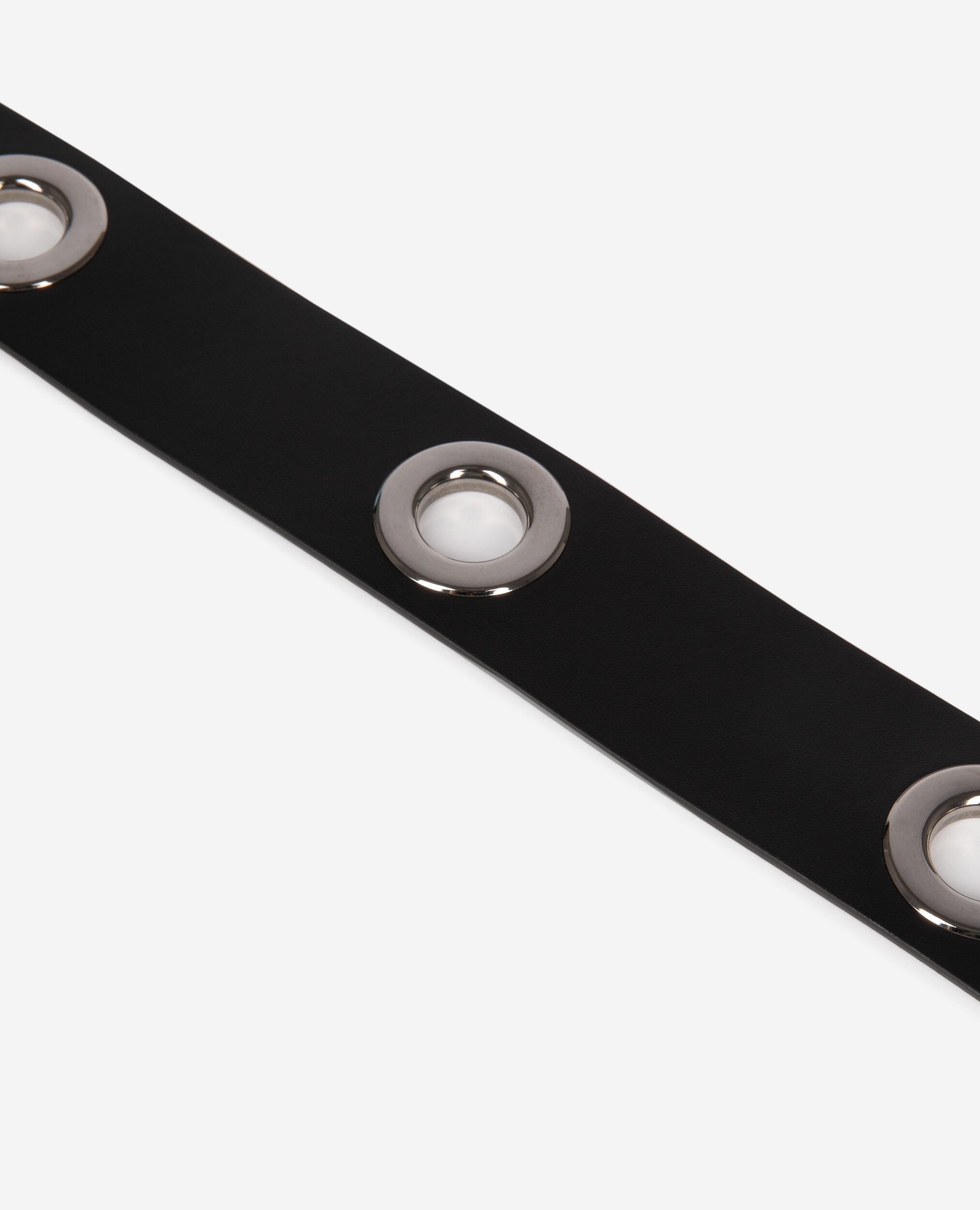 Ceinture large à œillets en cuir noir, BLACK, hi-res image number null