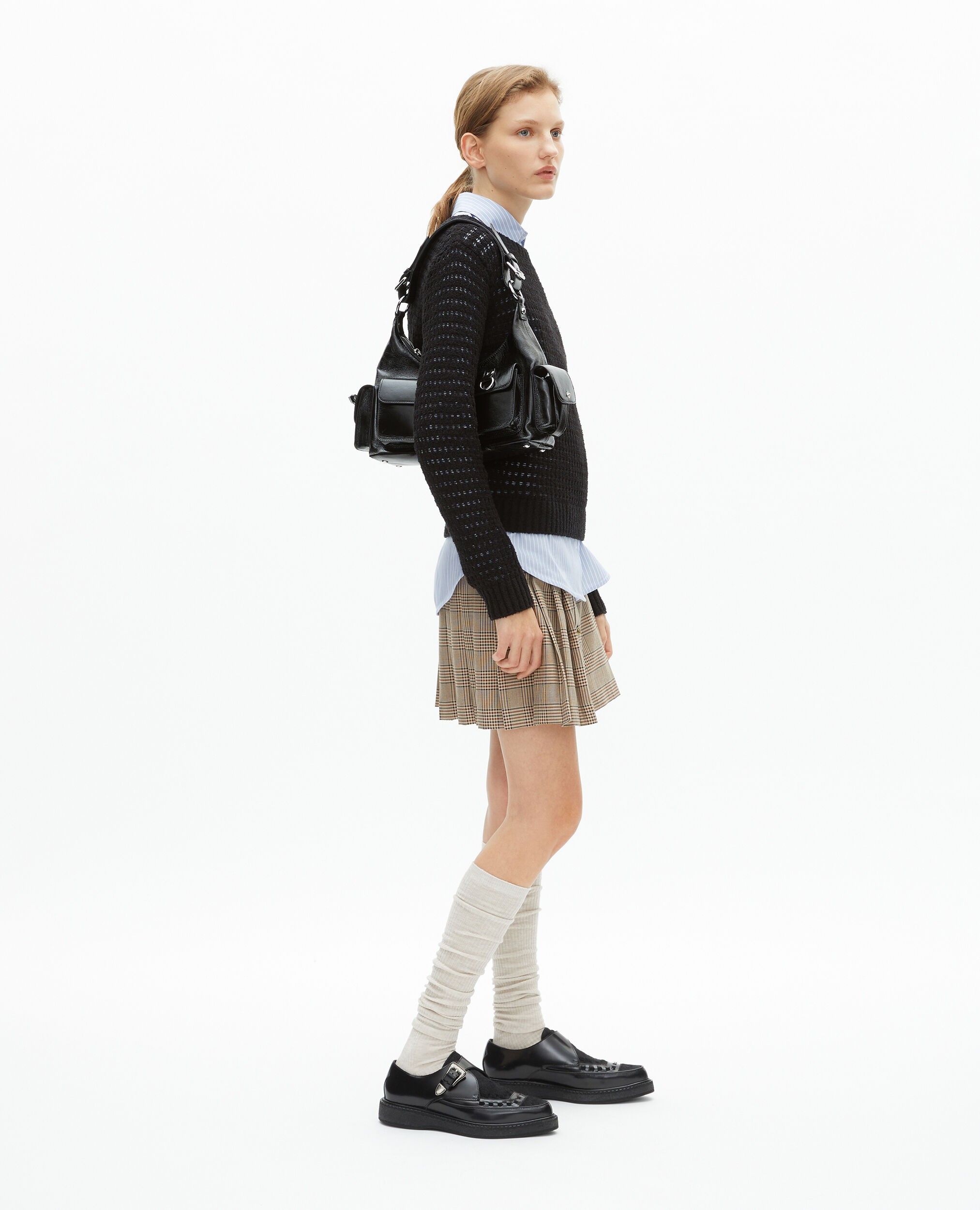 Derbies en cuir et effet poulain noir, BLACK, hi-res image number null