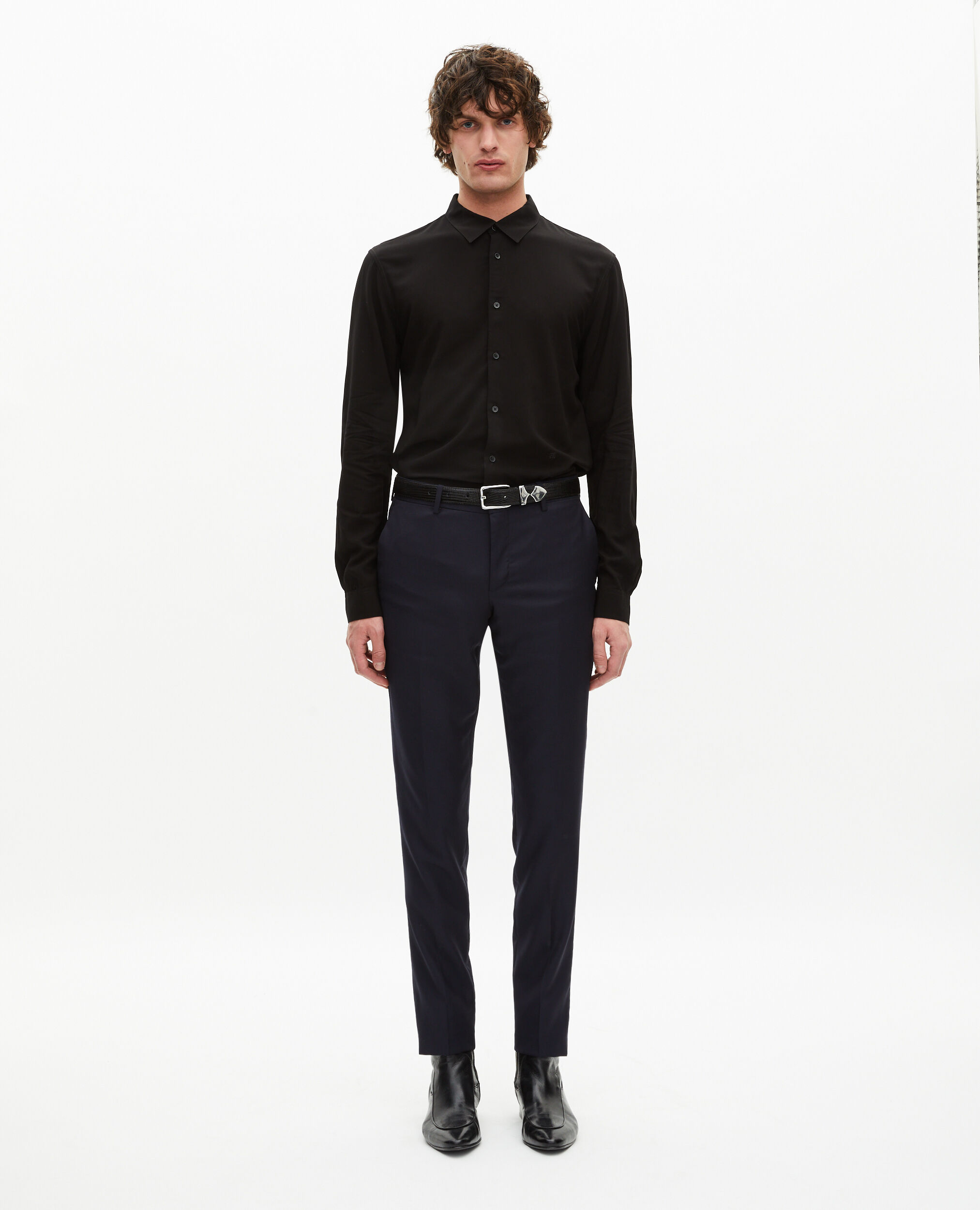 Chemise noire avec broderie, BLACK, hi-res image number null