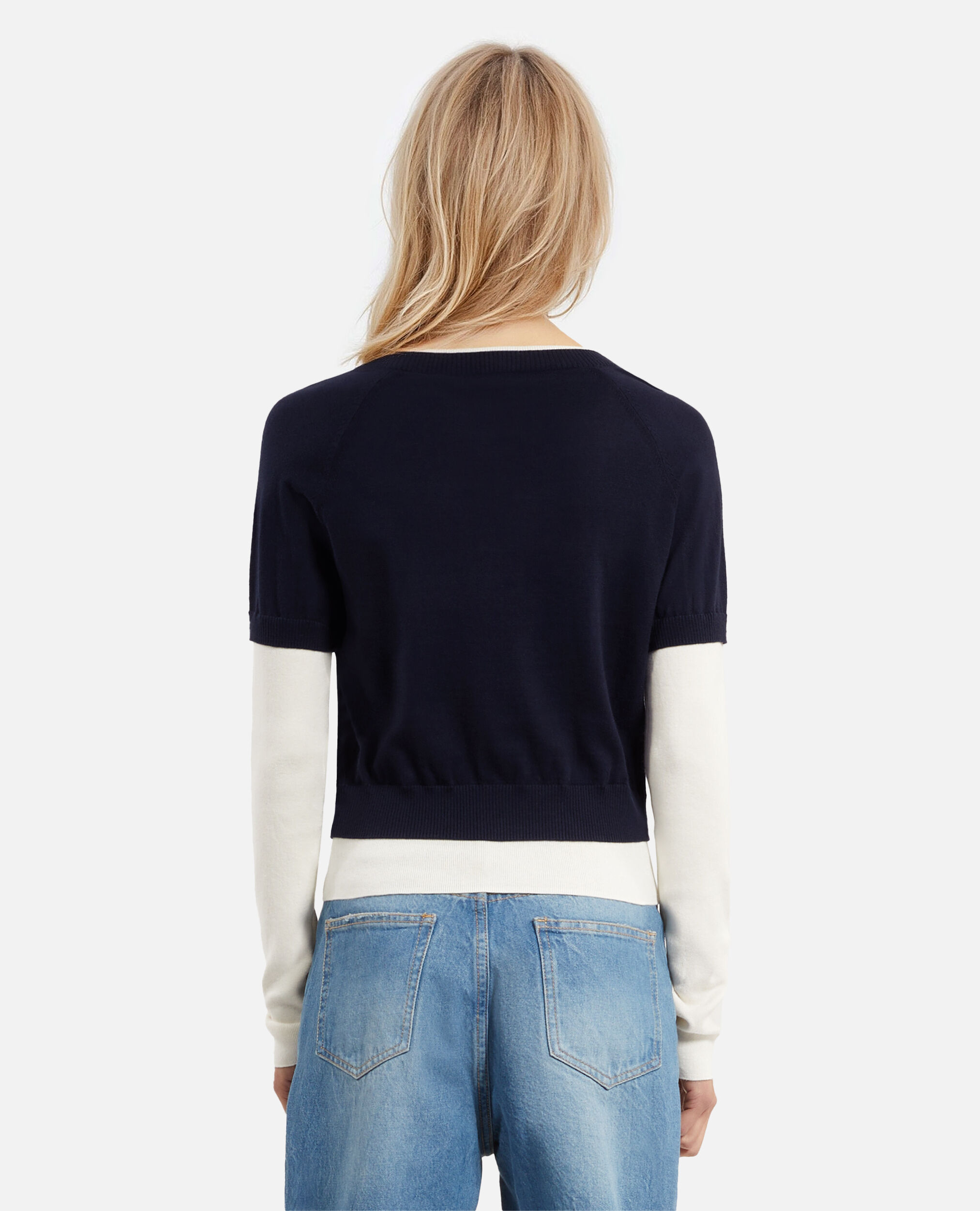 Pull bleu marine et ecru, DARK NAVY-ECRU, hi-res image number null