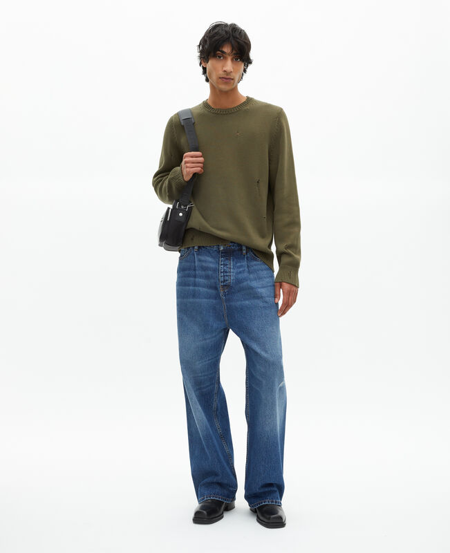 The Kooples HOMME KAKI pull avec détails ajourés kaki