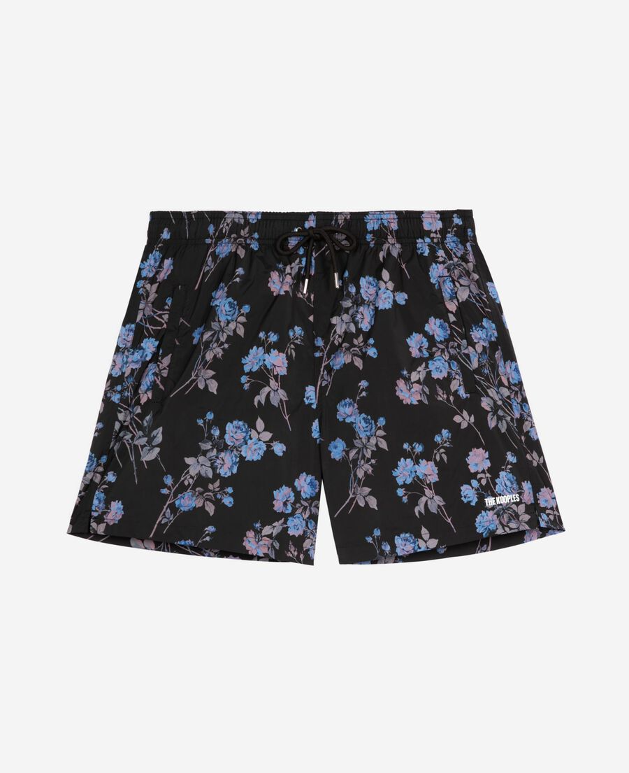 The Kooples MEN BLACK BLUE black floral print swimsuit