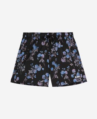 The Kooples MEN BLACK BLUE black floral print swimsuit