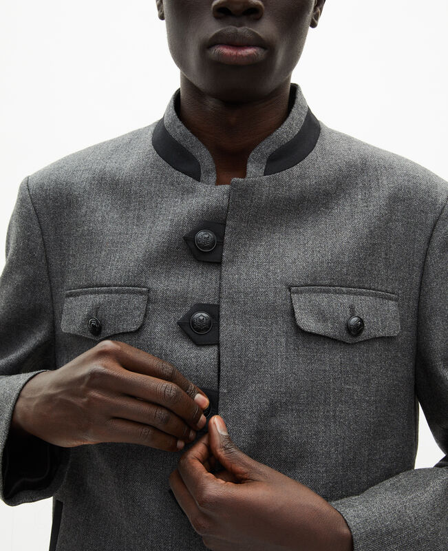 The Kooples HOMME DARK GREY veste style officier en laine grise
