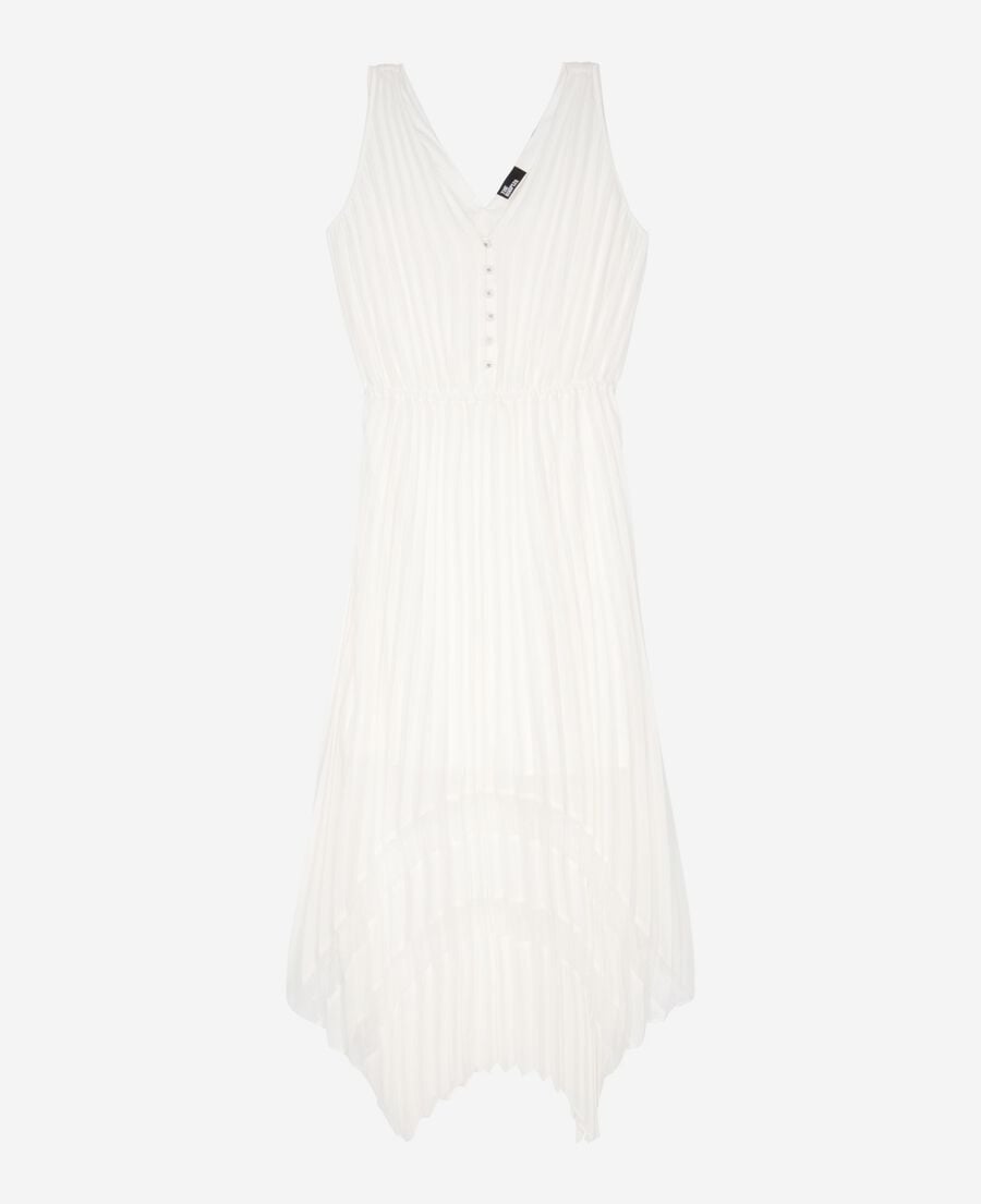 The Kooples FEMME ECRU robe longue avec plissage blanche et plumetis