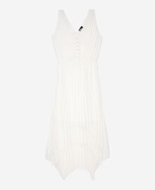 The Kooples FEMME ECRU robe longue avec plissage blanche et plumetis