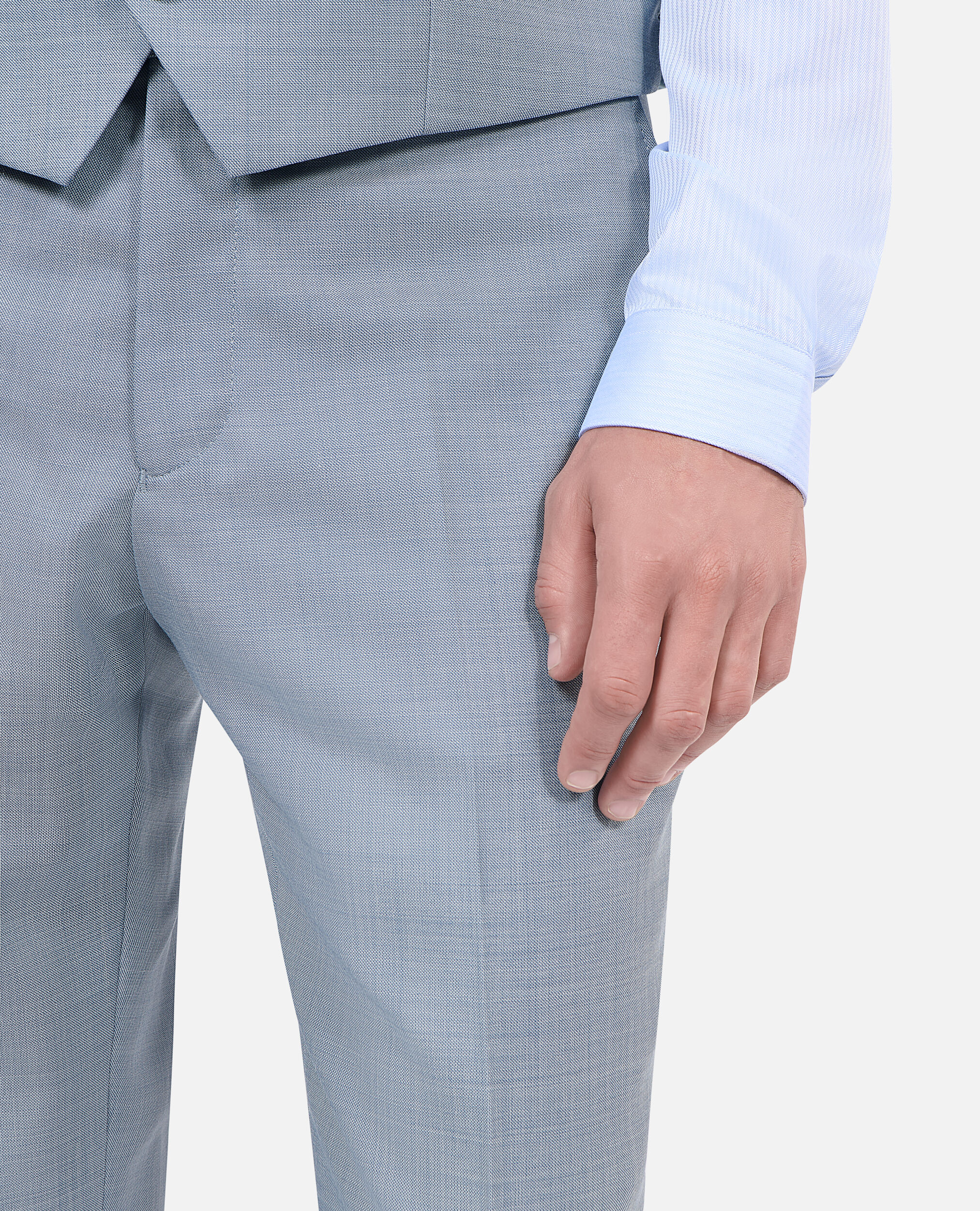Pantalon de costume en laine coupe ajusté bleu, BLUE, hi-res image number null