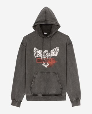 The Kooples HOMME BLACK sweatshirt à capuche et sérigraphie noir 