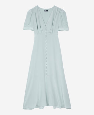 The Kooples FEMME BLUE/GREEN robe longue avec boutonnage en soie bleue