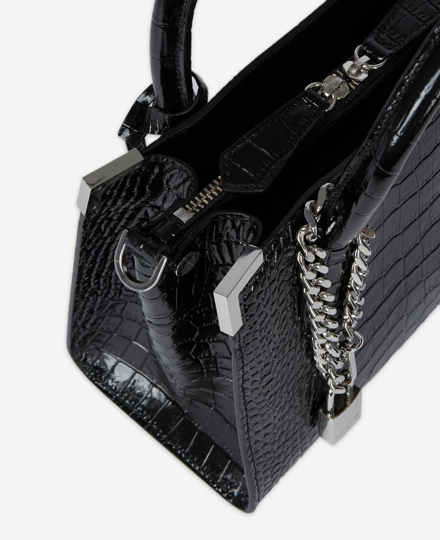 The Kooples FEMME BLACK sac ming effet crocodile en cuir noir