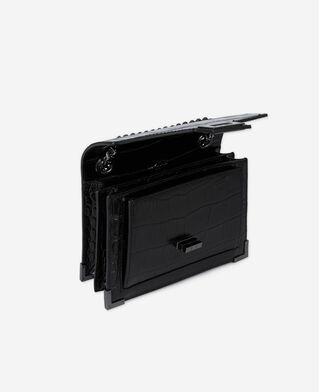 The Kooples WOMEN BLACK emily small crocodile-effect bag in black leather