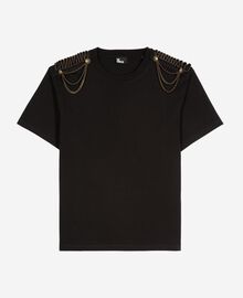 The Kooples FEMME BLACK WASHED t-shirt avec chaînes noir