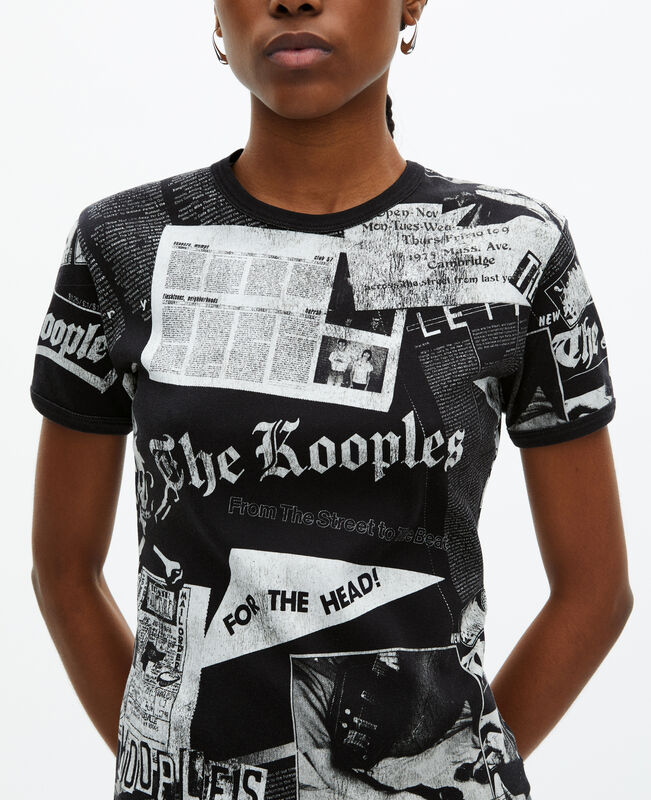 The Kooples FEMME BLACK WASHED t-shirt avec sérigraphie noir et blanc