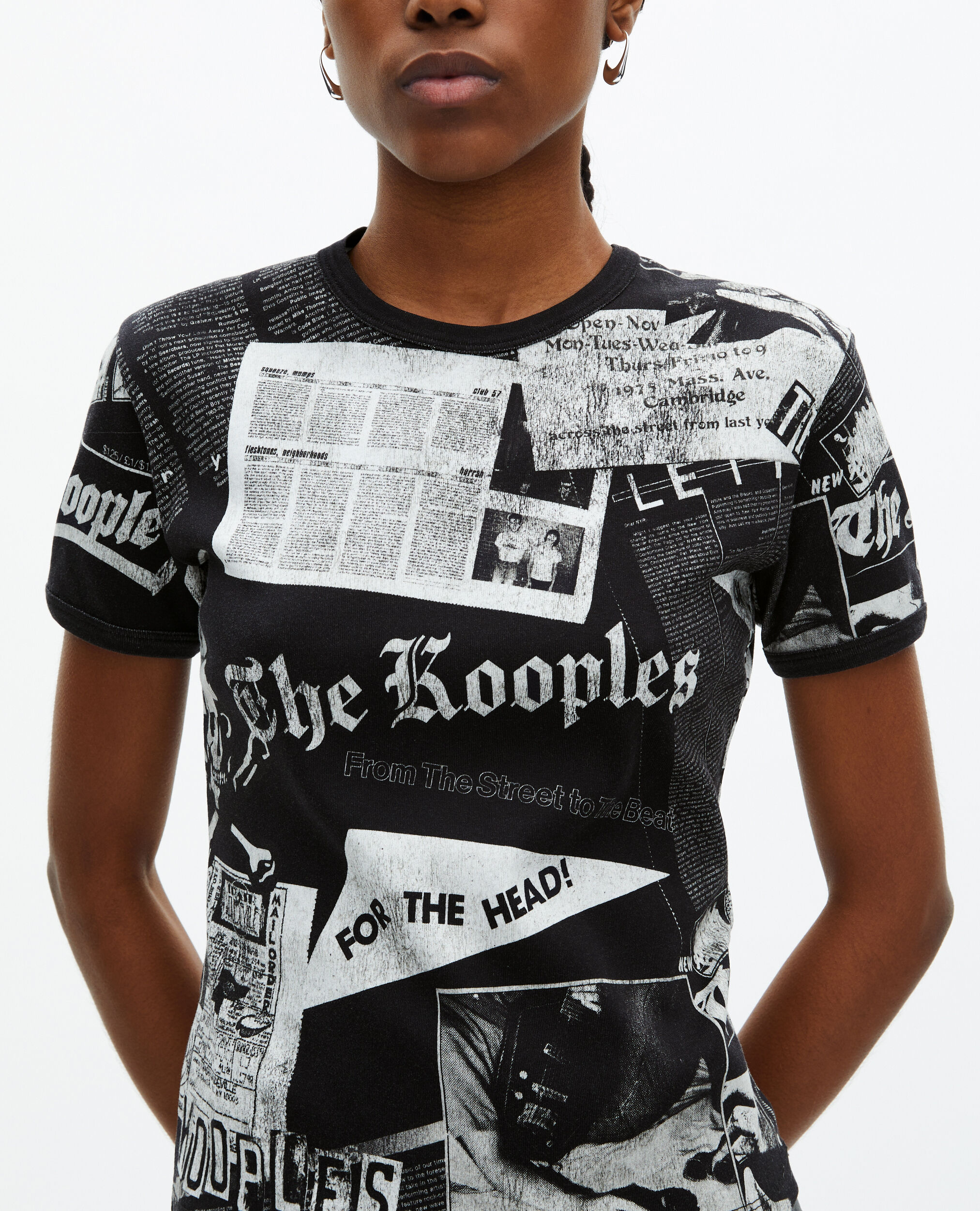 T-Shirt avec sérigraphie noir et blanc, BLACK WASHED, hi-res image number null