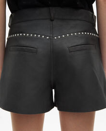 The Kooples FEMME BLACK STONE short en cuir noir