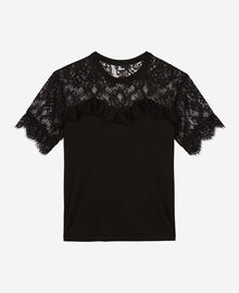 The Kooples FEMME BLACK t-shirt avec dentelle noir