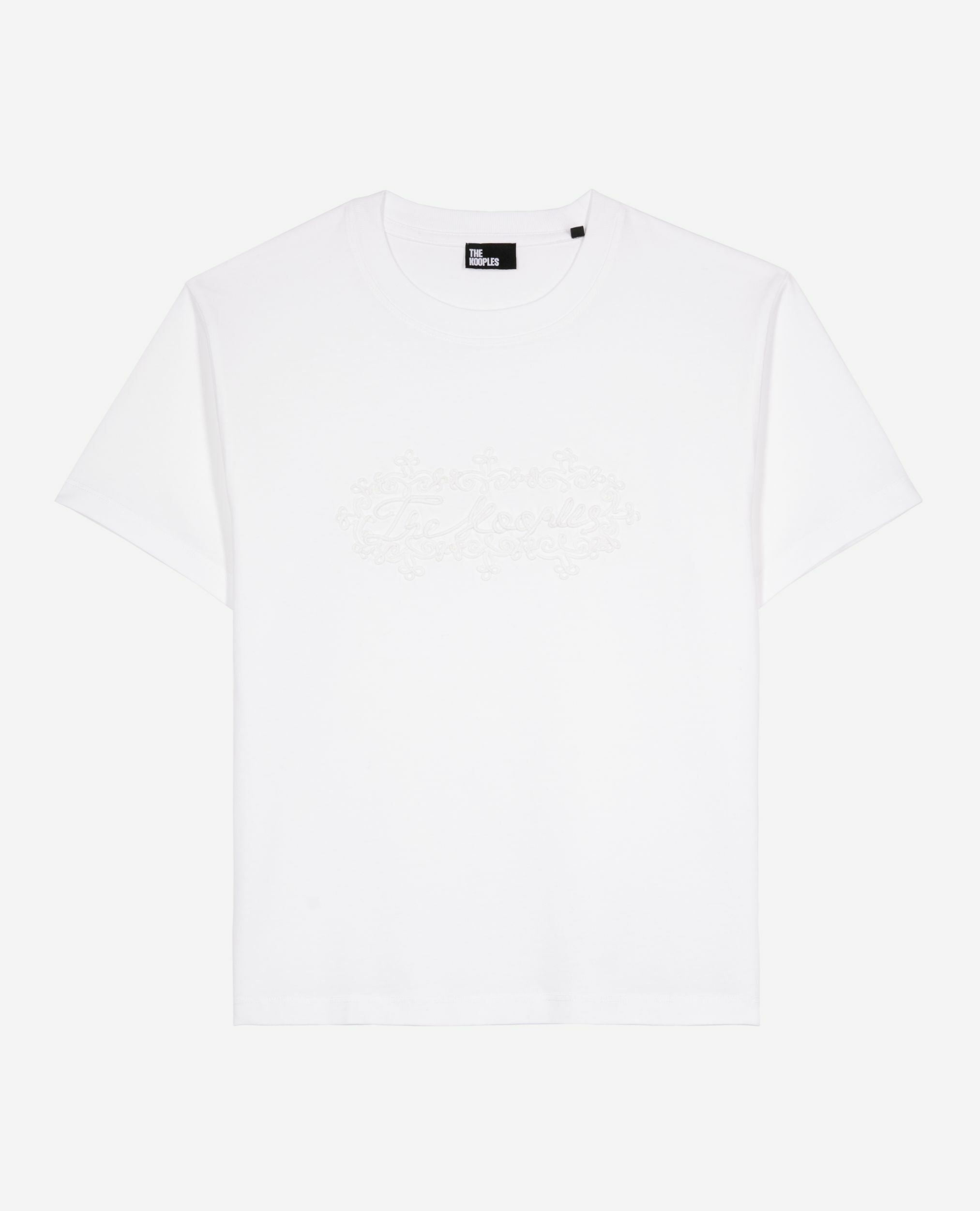 T-shirt avec broderie logo blanc, WHITE, hi-res image number null