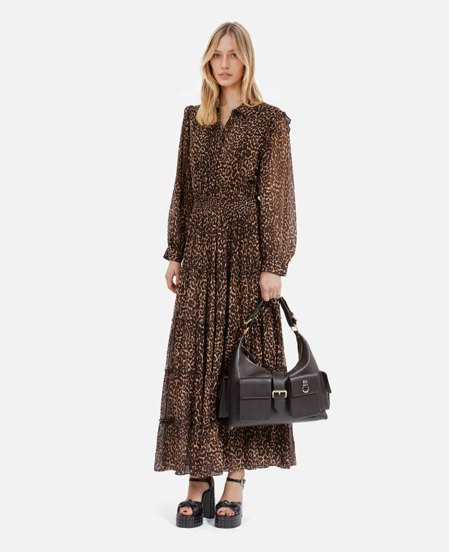 The Kooples FEMME BROWN sac amelia xl en cuir marron