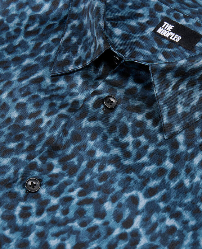 The Kooples HOMME BLUE chemise en soie mélangée imprimé léopard 