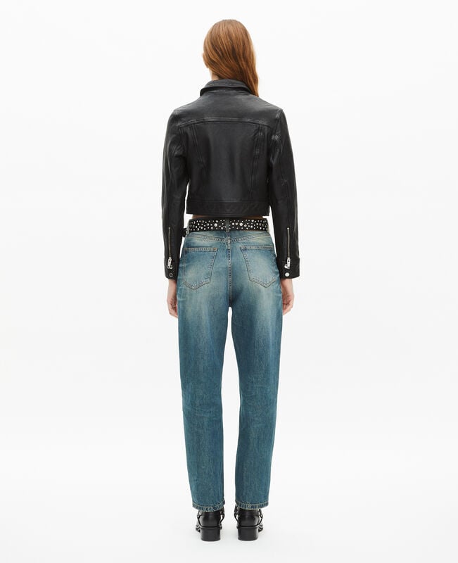 The Kooples FEMME BLACK blouson en cuir noir