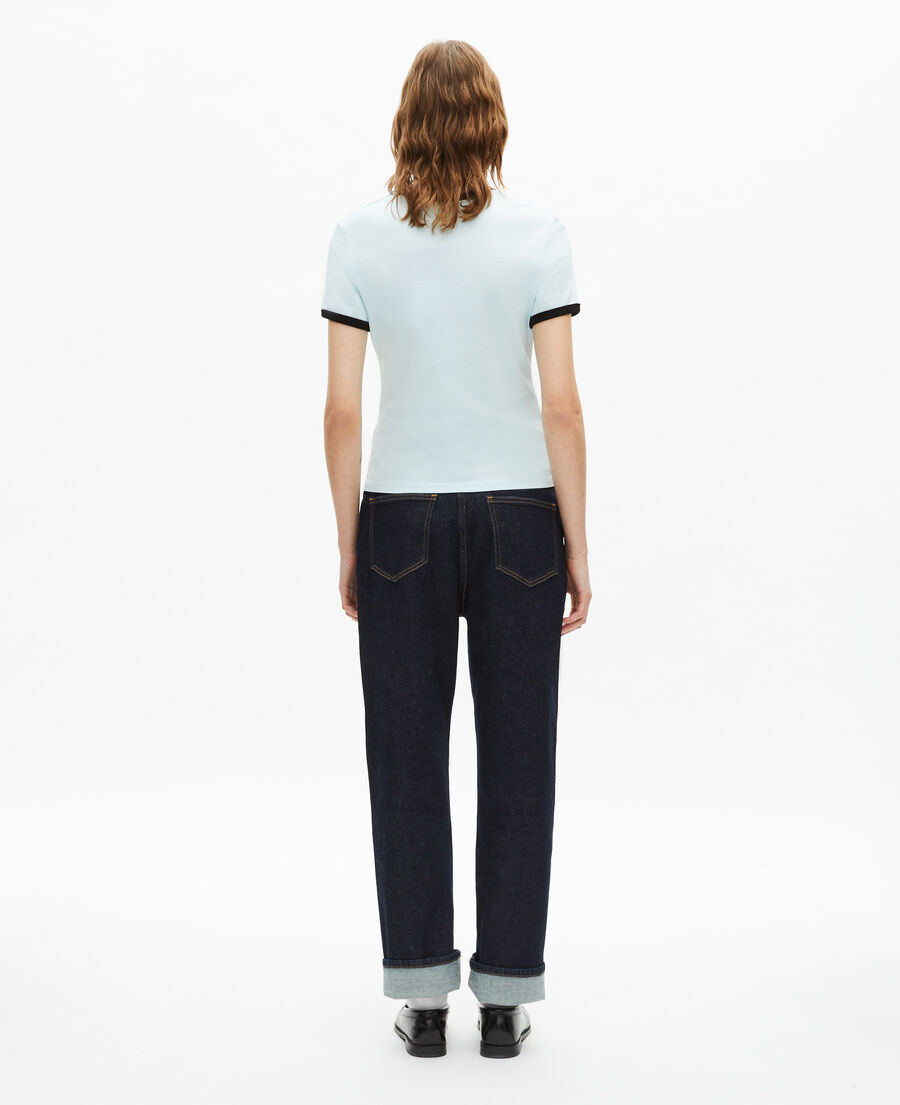 The Kooples WOMEN BABY BLUE light blue ribbon embroidery t-shirt