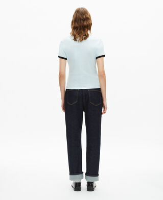 The Kooples WOMEN BABY BLUE light blue ribbon embroidery t-shirt