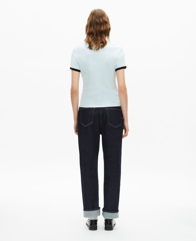 The Kooples FEMME BABY BLUE t-shirt broderie ruban bleu clair