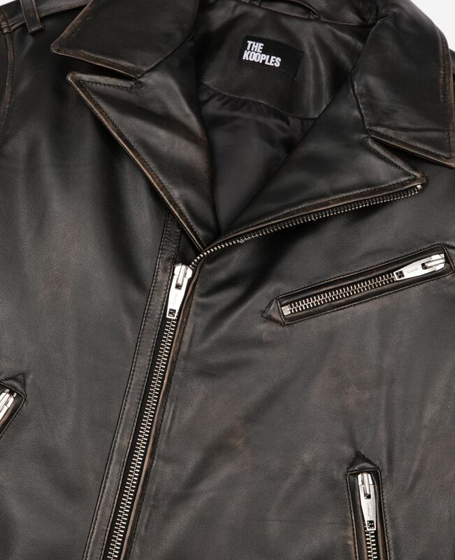 The Kooples HOMME BLACK USED LIGHT blouson style biker en cuir noir