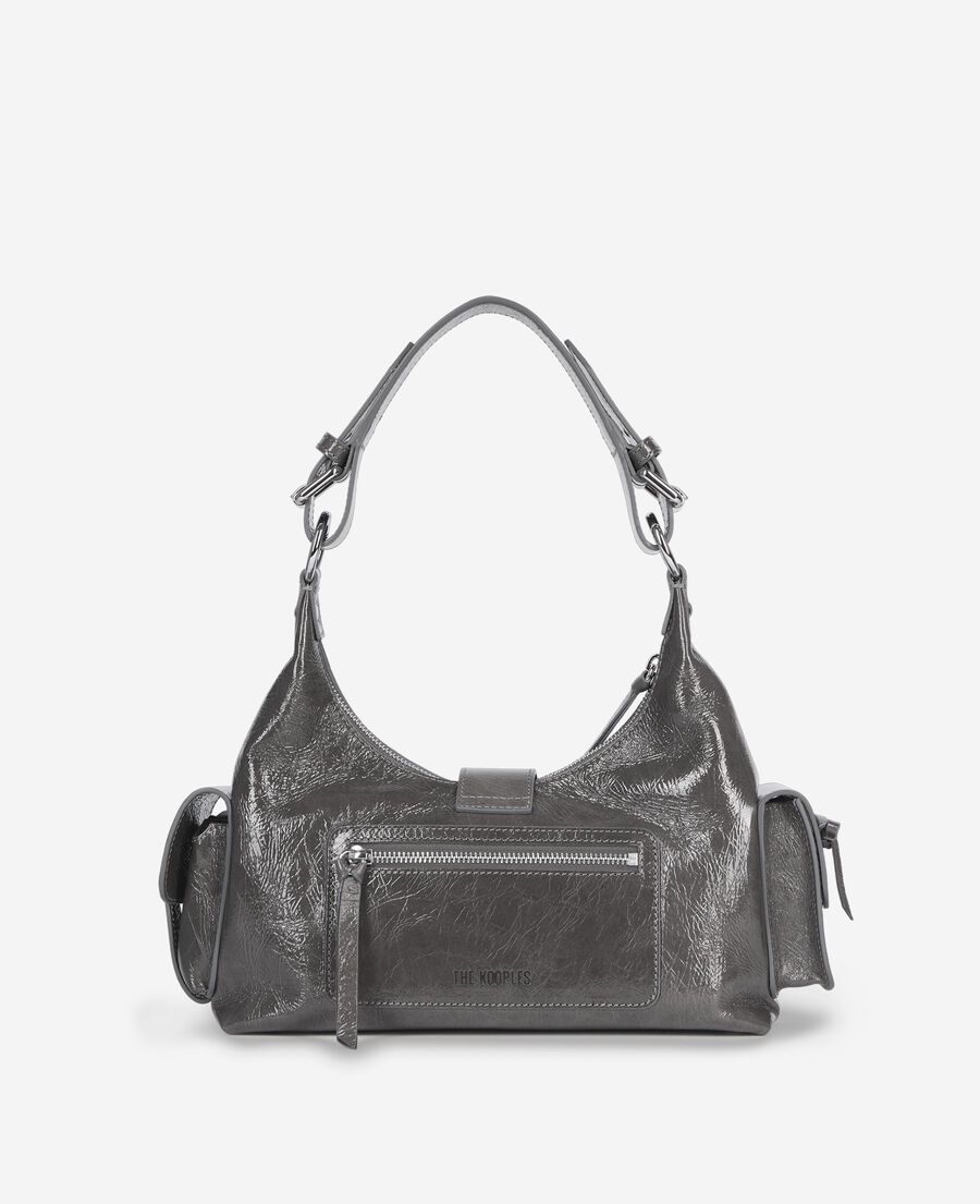 The Kooples FEMME GREY sac amelia en cuir craquelé gris