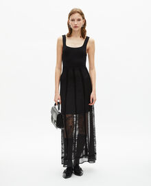 The Kooples FEMME BLACK robe longue en maille et dentelle noire