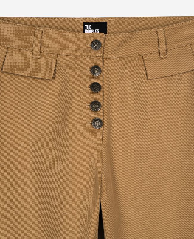 The Kooples FEMME BEIGE pantalon flare en coton et lin beige