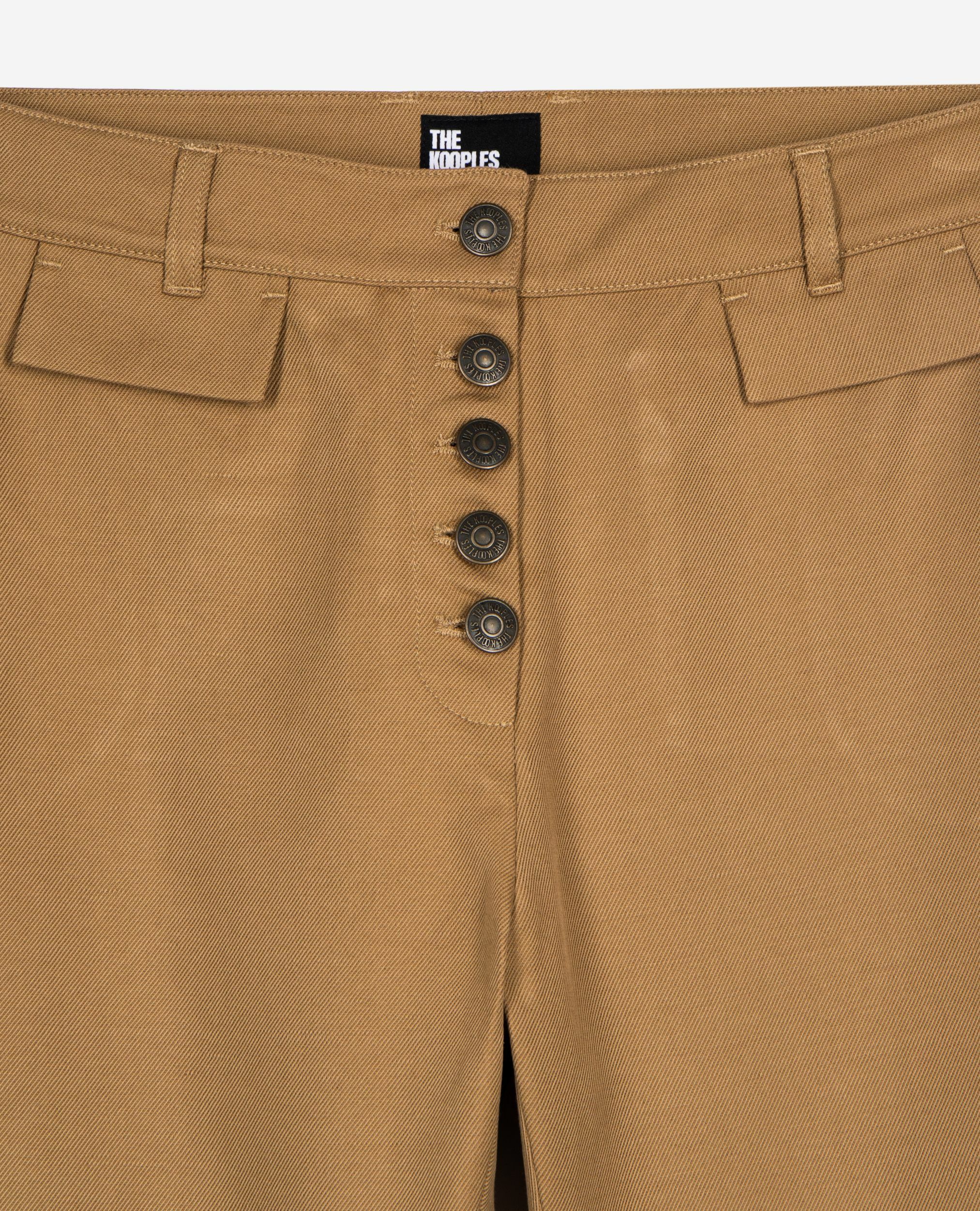 Pantalon flare en coton et lin beige, BEIGE, hi-res image number null